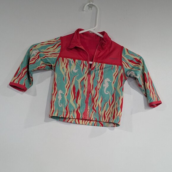 Patagonia Patterned Zip Up Rashguard Top Pink Turquoise Size 3T - Picture 1 of 4